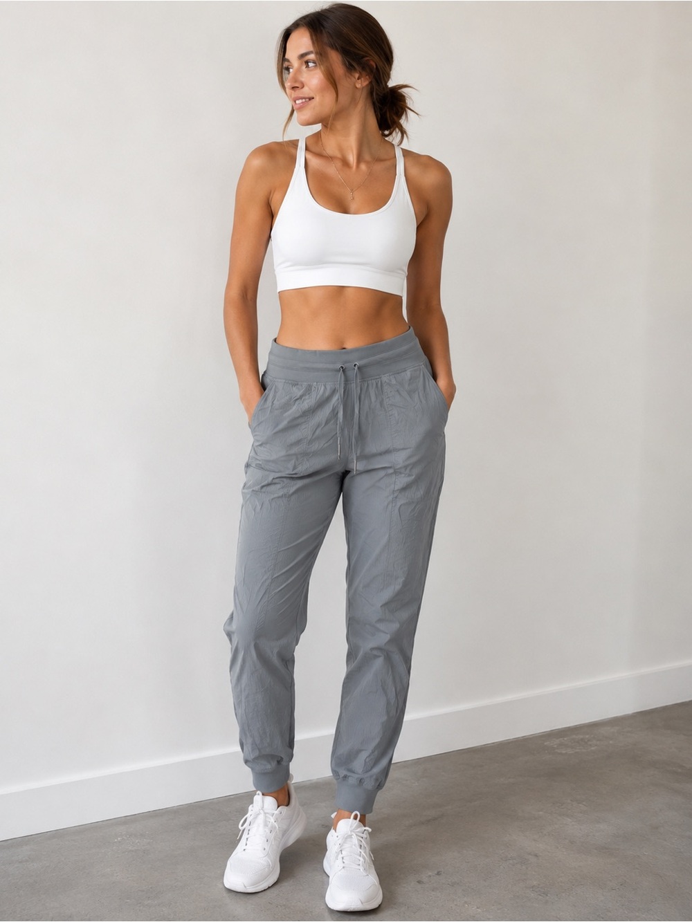 lululemon athletica Light Gray Jogger Leggings with Drawstring